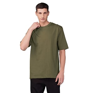 Nusyl Men Solid Oversized t-Shirt - NUMCOTSH0001