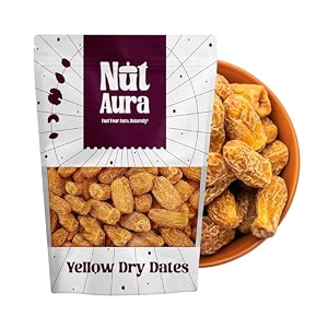 nut aura 400 gms yellow dry dates  natural energy booster  sukha kharek traditional snack  rich in iron amp natural sugars  ideal for snacking ayurvedic use
