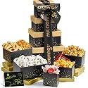 NUT CRAVINGS - Gourmet Snack Gift Basket Tower in Black Box - 8 Assortments