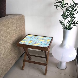 nutcase designer teak wood side table folding wooden bedside kids baby nursery furniture - fun and games - baby unicorn
