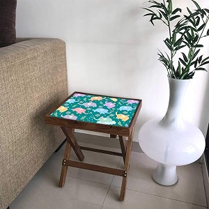 nutcase designer teak wood side table folding wooden bedside kids baby nursery furniture - fun and games - sweet elephants 12 x 16