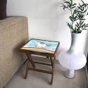 Nutcase Designer Teak Wood Side Table Folding Wooden Bedside Kids Baby Nursery Furniture - Fun and Games - Cute Unicorn