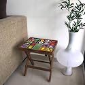 Nutcase Designer Teak Wood Side Table Folding Wooden Bedside Kids Baby Nursery Furniture - Fun and Games - Cool Elements