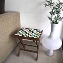 Nutcase Designer Teak Wood Side Table Folding Wooden Bedside Coffee Outdoor Picnic Table - Snakes and Ladder Board Game