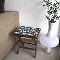 Nutcase Designer Teak Wood Side Table Folding Wooden Bedside Kids Baby Nursery Furniture - Fun and Games - Sweet Unicorns