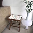 Nutcase Designer Teak Wood Side Table Folding Wooden Bedside Kids Baby Nursery Furniture - Fun and Games - Unicorn Land