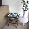Nutcase Designer Teak Wood Side Table Folding Wooden Bedside Kids Baby Nursery Furniture - Fun and Games - Unicorns