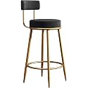 Nutech Decor Iron Velvet Counter Stools: Upholstered Barstools With Back, Footrest, And Round Height - Modern Bar Chairs, Ideal Dining Chairs For Kitchen Islands (75 Cm, Black)