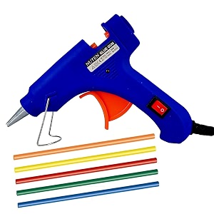 nuten 20 watt 7mm hot melt glue gun with on off switch and led indicator free 5 glue sticks royal blue 5 pcs