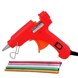 nuten 20 watt 7mm hot melt glue gun with on off switch and led indicator free 5 glue sticks red 5 pcs