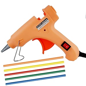 nuten 20 watt 7mm hot melt glue gun with on off switch and led indicator free 5 glue sticks orange 5 pcs