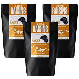 nutify black raisins seedless  kali kishmish kali draksh dry fruits  sweet fruity taste and soft chewy texture  antioxidant-rich  low-fat snack  immunity booster pack of 3 x 200 g