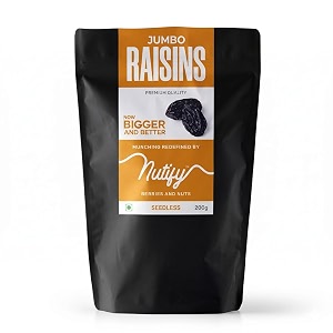 nutify black raisins seedless  200 g  kali kishmish kali draksh dry fruits  sweet fruity taste and soft chewy texture  antioxidant-rich  low-fat snack  immunity booster
