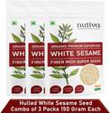 Nutiva Combo of 3 Premium Quality Raw Safed Til (White Sesame Seeds) Hulled Sesame 150-gram each (Raw) Super Seeds White Sesame Seeds (3 x 150 g)
