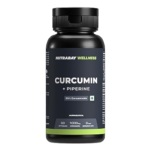 nutrabay wellness curcumin with piperine with 95 curcuminoids - natural immune support antioxidant advanced absorption amp anti inflammatory joint pain support - 1000mg 60 veg capsules