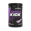 NutraBio Amino Kick – BCAA Powder with Natural Caffeine – Amino Acids Supplement for Energy, Hydration & Recovery – BCAAs, Electrolytes & Amino Acids – Grape Berry Crush, 30 Servings