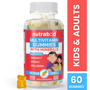 nutrabud multivitamin gummies for kids men  women - no added sugar - mango flavor