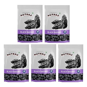 nutraj black raisin 1kg 200g x 5 pouch  kali kishmish  kismis  dry fruits  grocery items