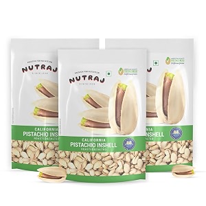 nutraj california salted pista 600gm 200gm x 3 dry fruit  pistachios