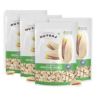 nutraj california salted pista 800gm 200gm x 4  dry fruit  pistachios