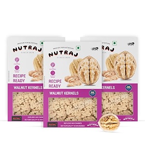 nutraj recipe ready walnut kernels 750g 250g x 3  akhrot giri  broken walnuts  for baking amp cooking  tukra walnut giri