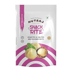 nutraj snackrite macadamia nuts roasted amp salted 100g pouch  dry fruits  grocery items  for baking  nuts