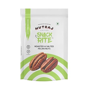 nutraj snackrite roasted amp salted pecan nuts 100gm pouch  dry fruits  ideal for snacking and baking  grocery items