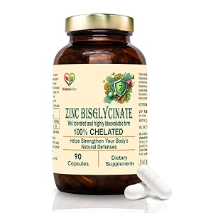 zinc bisglycinate  high absorption zinc for immune support skin health and cellular function  90 capsules