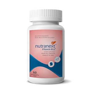 nutranext vitamin b12 plus chewable tablets  with vitamin b6 folic acid amp vitamin d  supports energy nerve amp brain health  strawberry flavour  60 veg tablets