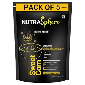nutrasphere diet sweet corn soup packets for weight management instant no msg preservative free sugarfree gluten free diabetic friendly - 5 sachets