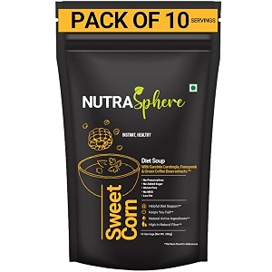 nutrasphere diet sweet corn soup packets for weight management instant no msg preservative free sugarfree gluten free diabetic friendly - 10 sachets