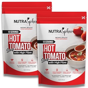 nutrasphere healthy tomato soup packets high fibre diabetic friendly heart healthyy instant preservative free sugarfree gluten free no msg- 20 sachets