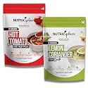 NutraSphere Diet Lemon Coriander, Tomato Soup Packets Combo. Weight Management, High Fibre, Diabetic Friendly (Instant, No MSG, Preservative Free, Sugarfree, Gluten Free)- 10 Sachets Each