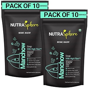 nutrasphere manchow healthy soup packets high fibre diabetic friendly instant preservative free no msg sugarfree gluten free- 20 sachets