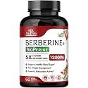 Nutreb Berberine Supplement 1200mg - 5X Higher Absorption - Ultra Pure 98% Berberine HCL - Healthy Weight Management, Immune Support - Non GMO, Manufactured in USA - 60 Vegan Capsules