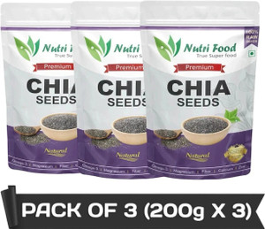 nutri food raw chia seeds high fibre  protein weight loss rich in calcium chia seeds 3 x 200 g