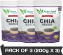 Nutri food Raw Chia seeds, High Fibre & Protein, weight loss, Rich in Calcium Chia Seeds (3 x 200 g)