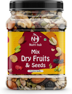 nutri hub natural premium healthy mixed dryfruit pumpkin sunflower flax mix assorted seeds  nuts 1 x 1000 g