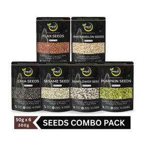 nutri hut super seeds combo pack of 6 chia seeds pumpkin seeds sunflower seeds watermelon seeds sesame seeds golden flax seeds 6 x 50 g