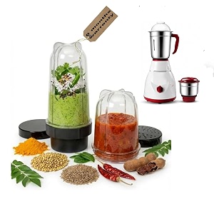 nutri mixer jar set 380 ml amp 600 ml with 4-blade assembly  bpa-free jars for smoothies chutney dry grinding amp juicing  includes storage lids compatible with activa pluto