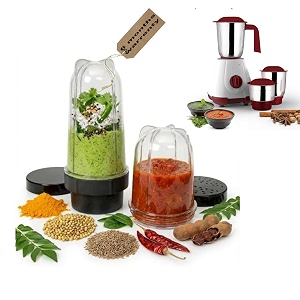 nutri mixer jar set 380 ml amp 600 ml with 4-blade assembly  bpa-free jars for smoothies chutney dry grinding amp juicing  includes storage lids compatible with bajaj gx-1