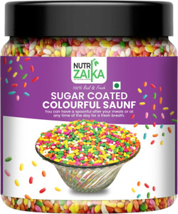 nutri zaika colourful coated saunf  sugar coated fennel  crunchy  aromatic refreshment sweet  tangy mouth freshener 400 g