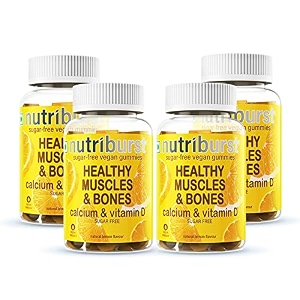 nutriburst healthy muscles amp bones gummies  with calcium amp vitamin d to boosts immunity  sugar-free  lemon flavor  100 vegetarian  4 month pack 60 gummypack of 4