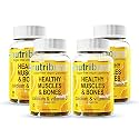 Nutriburst Healthy Muscles &amp; Bones Gummies | With Calcium &amp; Vitamin D to Boosts Immunity | Sugar-Free | Lemon Flavor | 100% Vegetarian | 4 Month Pack |60 Gummy(Pack of 4)