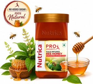 nutrica pro immunity tulsi infused bee honey 500gm pure  natural  no added sugar 500 g