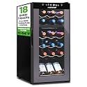 NutriChef 18 Bottle Wine Fridge | Dual Zone Wine Chiller | Adjustable Temperature 41°F to 64°F | Ultra Quiet Operation | Wine Cooler For Home &amp; Office | Free Standing 32x13x19 IN | Black