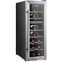 Nutrichef 18 Bottle Wine Fridge | Dual Zone Wine Chiller | Adjustable Temperature 41°F to 64°F | Ultra Quiet Operation | Wine Cooler For Home &amp; Office | Free Standing 32x11x23 IN | Black