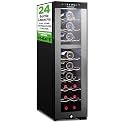 Nutrichef 24 Bottle Wine Fridge | Dual Zone Wine Chiller | Adjustable Temperature 41°F to 64°F | Ultra Quiet Operation | Wine Cooler For Home, &amp; Office | Free Standing 39x11x23 IN (Black)