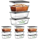 NutriChef 3-Piece Glass Loaf Pan Set - 1.9 QT Premium Stackable Food Containers w/Airtight Locking Lid - Oven, Microwave, &amp; Dishwasher Safe - 62oz Bread Pan Dish, Clear Glass (Pack of 4)