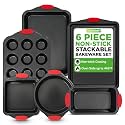 NutriChef 6-Piece Nonstick Bakeware Set, Carbon Steel Baking Trays &amp; Pans